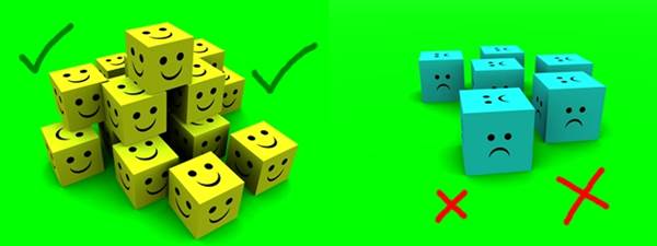 Yellow Smiley Face Cubes and Blue Sad Face Cubes