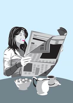 Woman Looking for Jobs in Newspaper