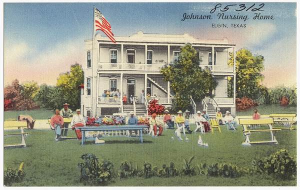 A Picture Postcard of Johnson Nursing Home, Elgin, Texas dated between 1930 and 1945