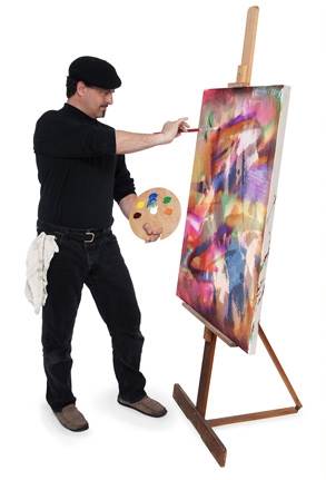 An Artist Working on His Painting