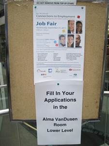 Fliers on a Notice Board at a Job Fair