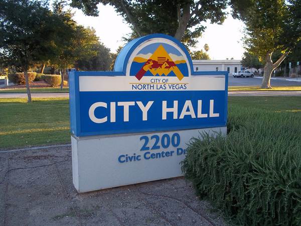 Location Sign of North Las Vegas City Hall on Civic Center