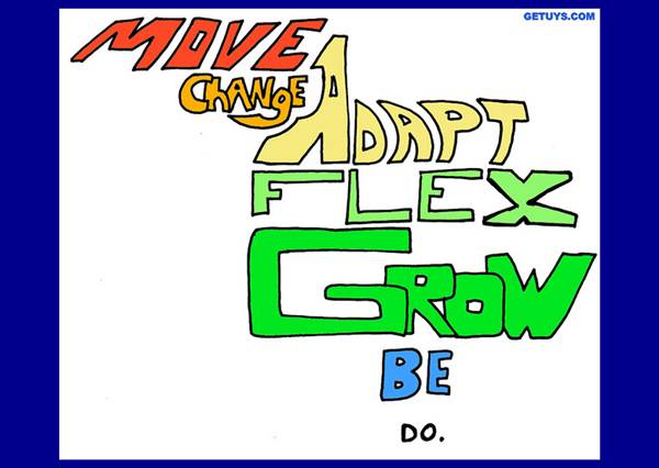 Word art: Move, Change, Adapt, Flex, Grow, Be, Do