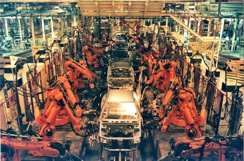 Rover 200 Assembly Line in a Car Manufacturing Plant